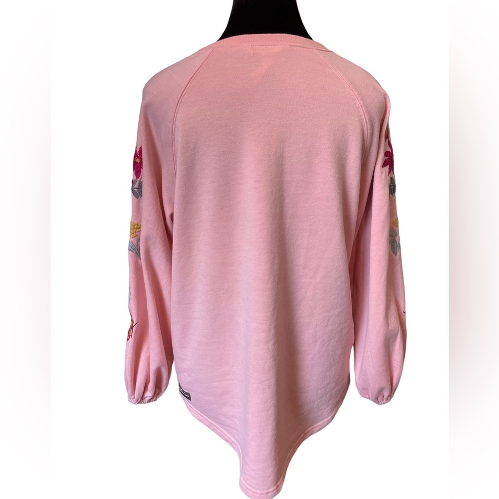 Matilda Jane Blushing Boho Whimsical Embroidered Floral Hummingbird Sweatshirt - Picture 6 of 7